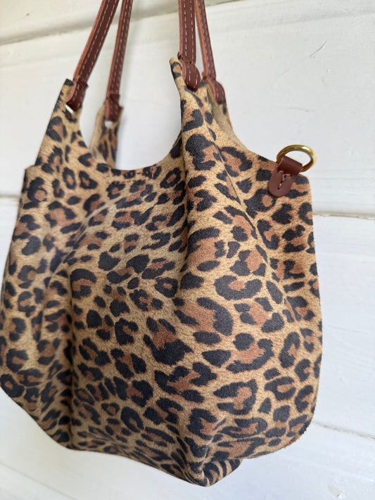 Leopard tasje suède