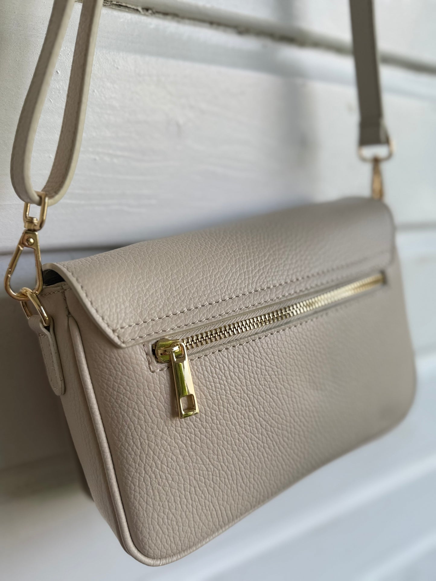 Tas leer beige