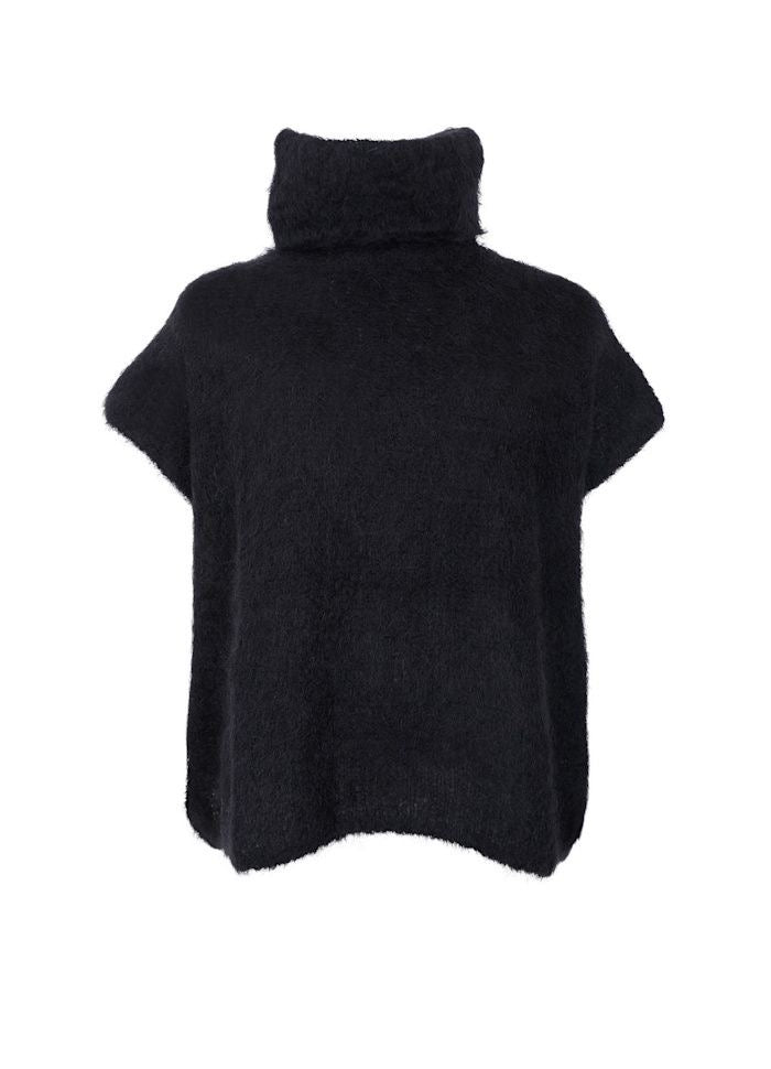 Rollneck jumper zwart korte mouw