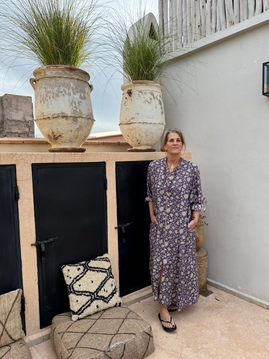 Lange kaftan jurk paars ‘India’