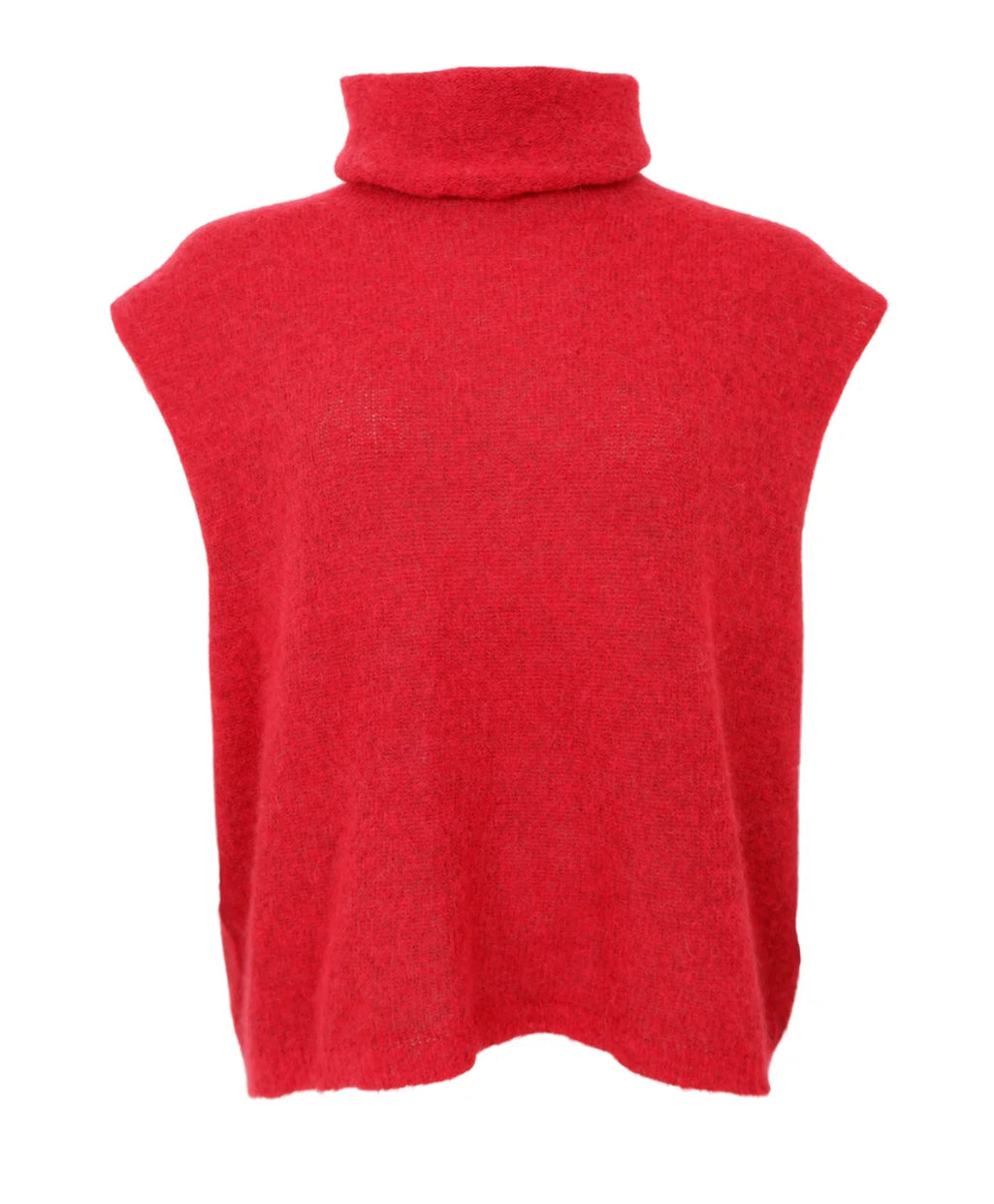Roll neck knit vest rood