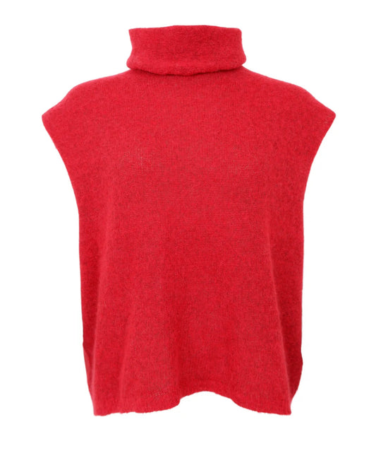 Roll neck knit vest rood