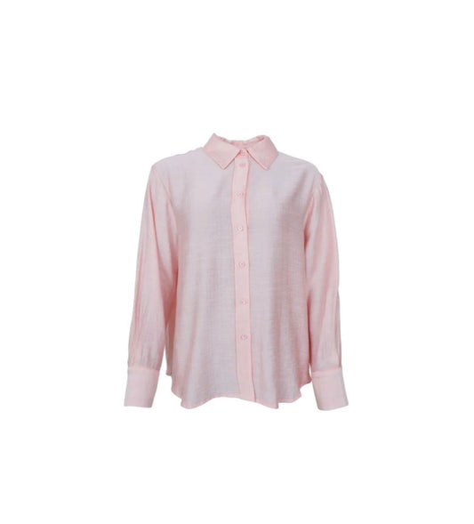 Roze viscose blouse met kraag en manchetten