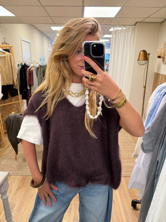 Spencer mohair v-hals coffee