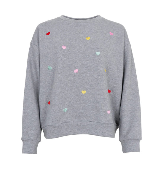 Sweater hartjes grijs