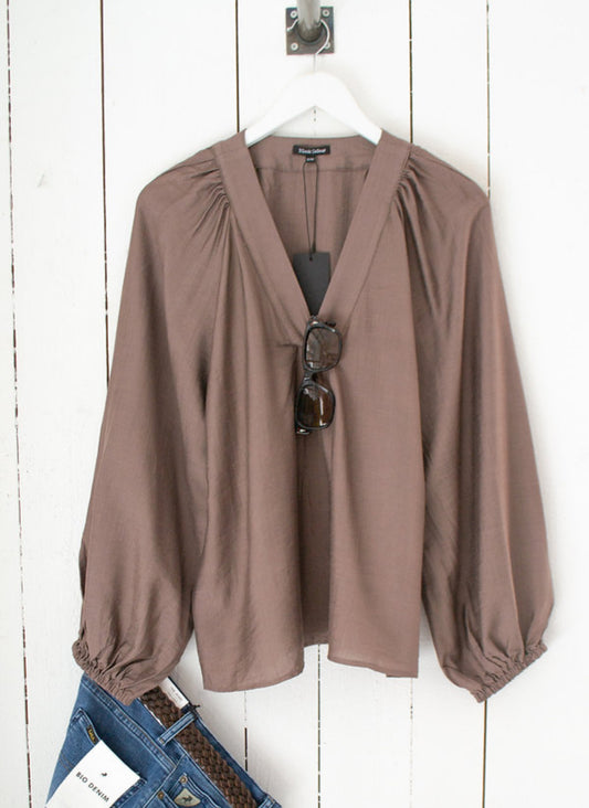 Blouse raglan mouw Mokka