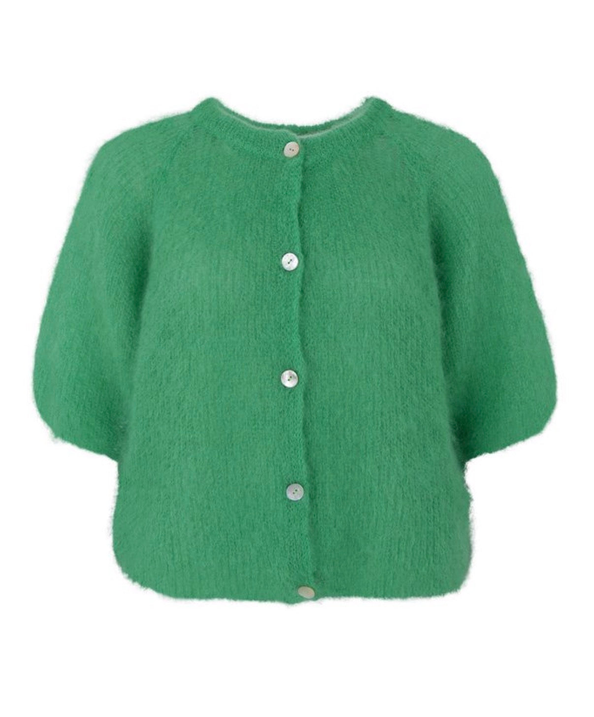 Cardigan knit patent green