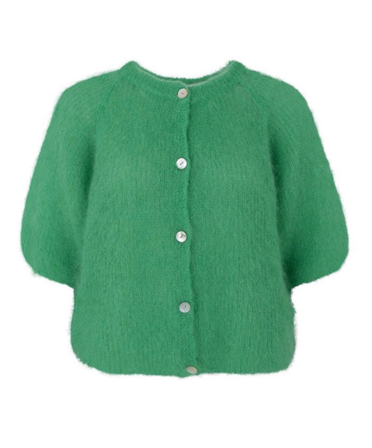 Cardigan knit patent green