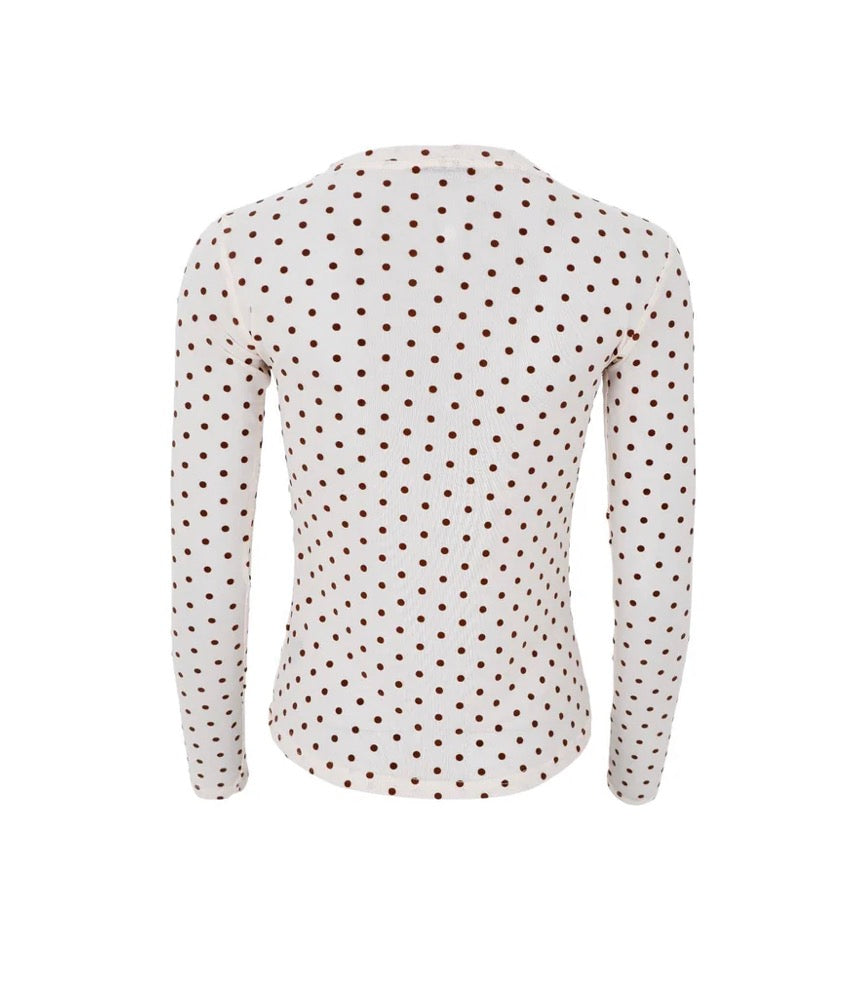 Dotted mesh blouse cream