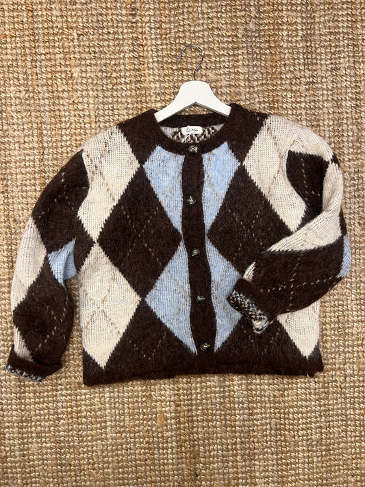 Knit vest jasje met ruit print